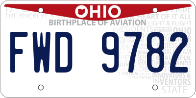 OH license plate FWD9782