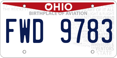 OH license plate FWD9783