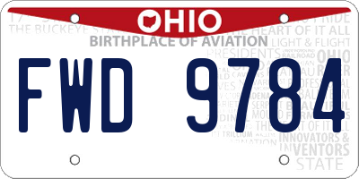 OH license plate FWD9784