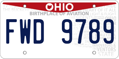 OH license plate FWD9789