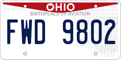 OH license plate FWD9802
