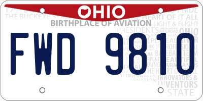 OH license plate FWD9810