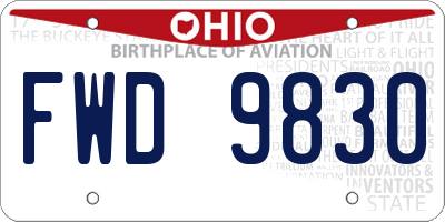 OH license plate FWD9830