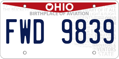 OH license plate FWD9839