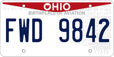 OH license plate FWD9842