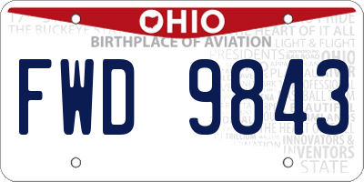 OH license plate FWD9843