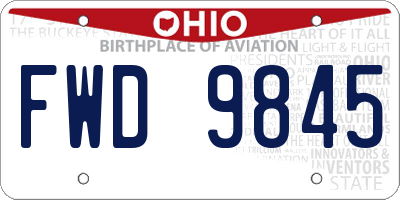 OH license plate FWD9845