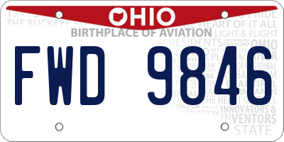 OH license plate FWD9846