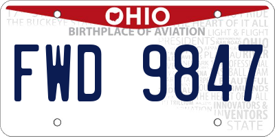 OH license plate FWD9847
