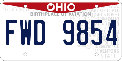 OH license plate FWD9854