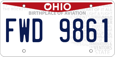 OH license plate FWD9861