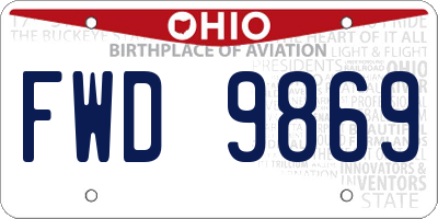 OH license plate FWD9869