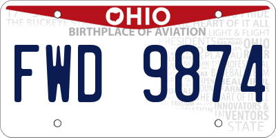OH license plate FWD9874