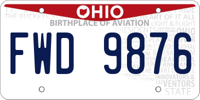 OH license plate FWD9876