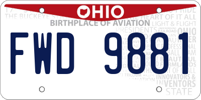 OH license plate FWD9881