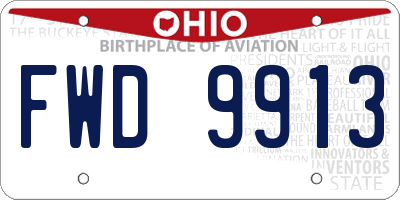 OH license plate FWD9913