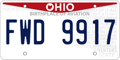 OH license plate FWD9917