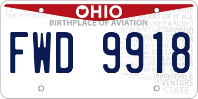 OH license plate FWD9918