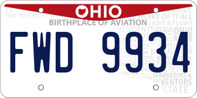 OH license plate FWD9934