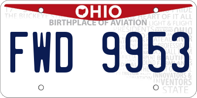 OH license plate FWD9953
