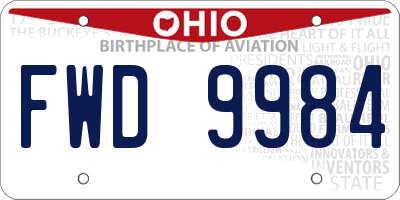 OH license plate FWD9984