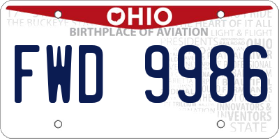 OH license plate FWD9986