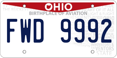 OH license plate FWD9992