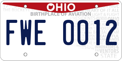 OH license plate FWE0012
