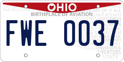 OH license plate FWE0037