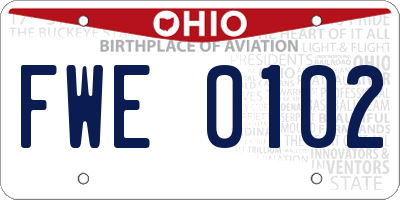 OH license plate FWE0102