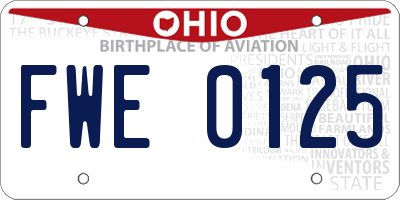 OH license plate FWE0125