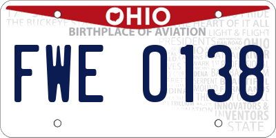 OH license plate FWE0138