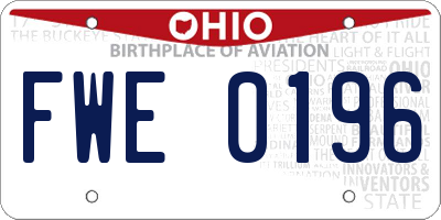 OH license plate FWE0196