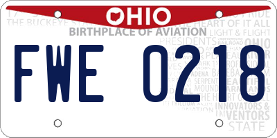 OH license plate FWE0218