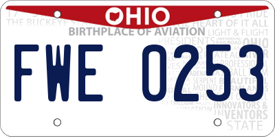 OH license plate FWE0253