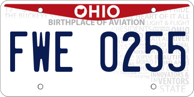 OH license plate FWE0255