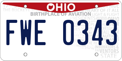 OH license plate FWE0343