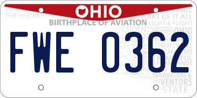 OH license plate FWE0362