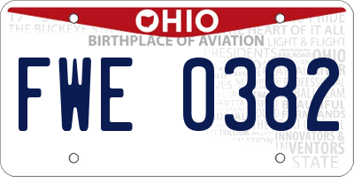OH license plate FWE0382