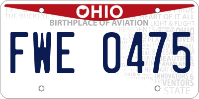 OH license plate FWE0475