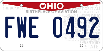OH license plate FWE0492