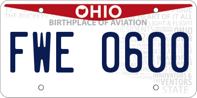 OH license plate FWE0600