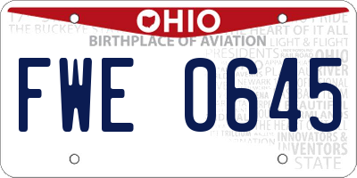 OH license plate FWE0645