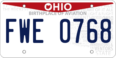 OH license plate FWE0768