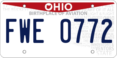 OH license plate FWE0772