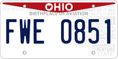OH license plate FWE0851