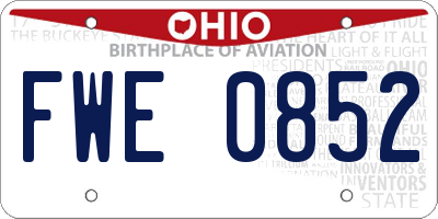 OH license plate FWE0852