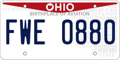OH license plate FWE0880