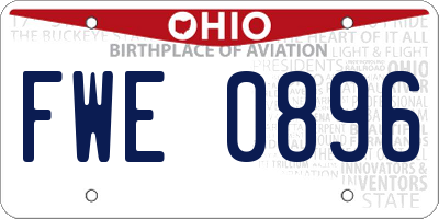 OH license plate FWE0896