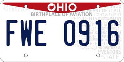 OH license plate FWE0916